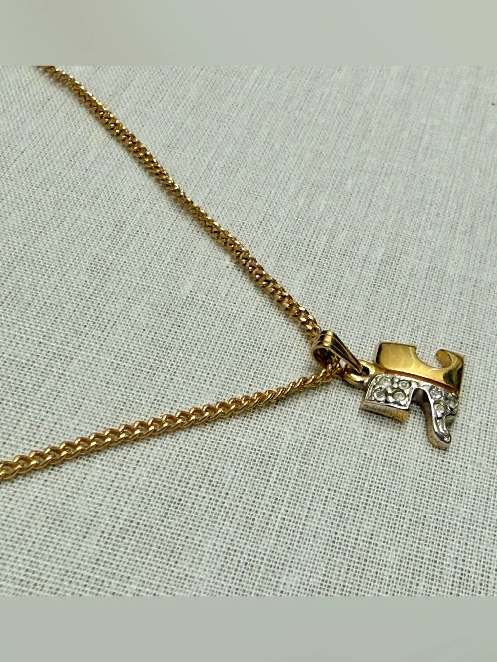 COURREGES Paris Vintage Y2K Luxury Everyday Two-Tone Rhinestone Logo Necklace - Picture 7 of 10